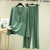 Calças de duas peças femininas 2024 Spring Modal Pijamas Suit Feminino Feminino Pijamas Pijamas Sets