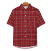 Men's Casual Shirts Red Plaid Beach Shirt Vintage Check Hawaii Male Funny Blouses Short Sleeve Pattern Clothing Plus Size