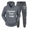 Herren -Tracksuits Männer Frauen machen Ihr Design -Logo Text Custom Hoodie Set Original bedrucktes Sweatshirt und Jogginghosen 2 Stück