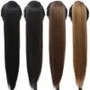 Synthetic Straight Long Natural Hair tail Wrap Around Clip in Piece Curly Tail For Woman Fake Hairpiece 240410