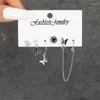 Pendientes de tachuelas Fashion Silver Color Butterfly Pendiendo para mujeres Heart Romantic Teardrop Trendy 2024 Regalos de joyería de tendencia