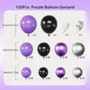 Décoration de fête 134pcs Purple Black Silvery Balloon Arch Garland Kit pour le sexe d'anniversaire Révèle des ballons de douche de bébé