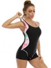 Kvinnors badkläder 2023 Patchwork Sport One Piece Swimsuit Plus Size Swime Women Professional Sport Bathing Surf Surfing Baddräkter Simmesdräkt D240424