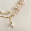 Kettingen Creative Hip Hop Goldcolor Chain Natural Pearl ketting Roze steenmix en match voor vrouwen Banquet Party Sieraden Choker 2021