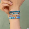 Strand Bohemia 4pcs/set Colorful Cotton Bracelet Polymer Clay Seeds Beads Wristbands For Women Men Summer Beach Jewelry