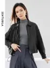 Sentubila en cuir féminin Pu Bomber Cramed Veste Femme Femme Femme Extérieur Extérieur 2024 Café de printemps Vestes solides à zip W41G527