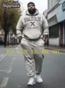 Men's Tracksuits Biggmans Plus Size For Clothing Malcolm X College Style Hoodie And Sweatpants Two Piece Set 7XL 8XL 9XL