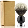 Borsta lyx 100% Silvertip Pure Badger Hair Shaving Brush 22mm, svart harts legering Designhandtag för män Våt rakad handgjorda gåva