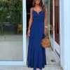 2024 Summer New Women's Fashion Style V-neck Mid Length Strap Dress F42432