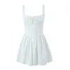 Vestidos casuais Foridol Bowknot White Cotton Mini Dress Summer Women Sexy Clube Curto da praia 2024 Clube de festa do tanque do espartilho