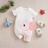 Jednoczęściowe ubrania noworodka urocze kreskówka 3D Elephant Cotton Wygodne i miękkie chłopcy i dziewczęta Summer 018 Kuche z krótkim rękawem