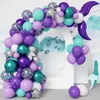 140pcs viola sirena tema guscio di guscio arco per bambini decorazione di compleanno per bambini sotto il mare per le forniture per matrimoni 240411