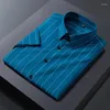 Herren lässige Hemden 2024 Sommer Kurzarm Karteed Elastic Shirt Mode Komfort Cooler Korean Fit Square Neck Luxus Designer
