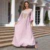 Roupas étnicas Bordadas de bordado caftan elegantes mulheres muçulmanas Vestido Ramadan Party Dubai Abaya Turquia Islã Vestidos de noite longa Musulmane vestidos