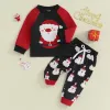 Sets Mababy 3m3y Christmas Nouveau-né pour bébé bébé fille de vêtements de fille à manches longues pantalons imprimés de santa pantalon pantalon de pantalon de Noël D05