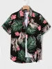 Chemises décontractées pour hommes et manches courtes en été pour femmes à manches botaniques à imprimé floral botanique seaside plage butter