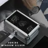 시계 상자 실용 3 슬롯 상자 알루미늄 합금 디스플레이 케이스 유리 상단 시계 트레이브 스토리지 여행 가방 브래킷 시계