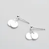 Stud Earrings 925 Sterling Silver Round Smooth Studs Minimalist Fashion Fine Jewelry For Women Party Elegant Accessories