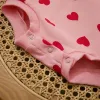 One-Pieces Valentin pour bébé vêtements de bébé enfants filles bodys tenues mignons coeur imprimé volant à manches longues avec des vêtements pour nourrissons en bande