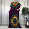 Ethnic Clothing 2024 Summer Africn Femme Short Sleeve Dress Big Scarf Cotton Printed Loose Robe Boubou Kaftan Muslim Women Abaya