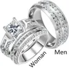 결혼 반지 새로운 트렌디 한 티타늄 로맨틱 커플 DIY Crystal Alliance 약혼 반지 남성 여성 보석류를위한 결혼 반지