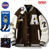 NASA Joint Baseball Jersey for Men and Women in Autumn and Winter 2022, New Trendy Brand Loose PU Sleeves, Thickened Jacket, Couple Jacket JKL