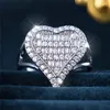 Wedding Rings Luxury Female Small White Zircon Stone Heart Engagement Ring Trendy Silver Color Bride Jewelry Gift For Women