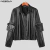 Abiti da uomo top incerun 2024 American Style Fashion Blazer Pocket Locomotive Volto Poccia in pelle Long Abito a maniche lunghe S-5xl S-5xl