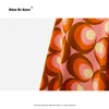 Spódnice bawełniana spódnica 2024 Autumn Casual Wind Red Circle Printing Woman A-Line Folds and Knee VD0020 S-XXL
