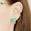 Earrings 925 Sterling Silver Needle Fashion Hoop Earrings for Women Blue Turquoise Pendant 18K Gold Earrings High Luxury women's Jewelry