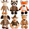 Plush Dolls 25cm Cute Stuffed Animals Plush Toy Elephant Giraffe Raccoon Fox Lion Tiger Monkey Dog Plush Animal Soft Toys For Children GiftsL2404