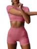 Actieve sets OQQ Fitness Yoga Shorts Women Elastic strak lopende bovenkleding Kleding Sport Shorts Sets Sets Set 240424