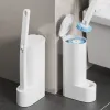 Titulares 1 conjunto de limpador de escova de higiene descartável branca com alça longa com acessórios para limpeza de cabeça de escova substituível acessórios do banheiro