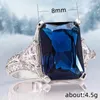 Rings de cluster requintados coquetéis azuis escuros anel feminino para presente de aniversário elegante e deslumbrante jóias de moda de zircon cz do amante