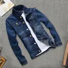 Giacche da uomo Maschio in denim cappotto inverno autunno streetwear puro color slim fit jeans giacca adolescenti per la scuola