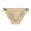 Costumi da bagno maschile a due lati in metallo chiusura da bagno a fessura a bassa vita a bassa vita da bagno bikini briefing rapido costume da nuoto maschio nylon sport bagni costume d240424