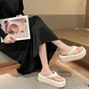 Slippers نساء إيفا فليب تتخبط 2024 الصيف سميك سوليد سوليد رفعت صندال شاطئ المنحدر كعب مقطع إصبع القدم مضاد للانزلاق