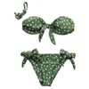 New Sexy Split Bikini Swimsuit for Women, Polka Dot Swimsuit Tie Up Bow Set