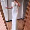 Robes de fête sereine colline blanche luxe perlé pylosel sirène de capuchon de capuchon de la soirée élégante 2024 pour les femmes mariage la70571