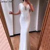 Feestjurken Serene Hill White Luxe kralen Tassel Elegante avondkap Mouw Mermaid 2024 voor vrouwen bruiloft LA70571