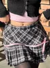 Röcke Altgoth süße süße karierte Rock Frauen Märchen Grunge Pastell Goth High Taille Mini Harajuku Y2k E-Girl Clubwear Femme