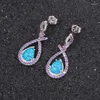 Stud Earrings CiNily Blue White Fire Opal Silver Plated Sweet Lovely Amehtys Topaz Drop For Girls Jewelry