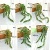 Decorative Flowers Realistic Artificial Succulents Beads Hanging PVC Succulent Plants Handmade DIY Lover Tears Green Vine