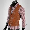 Jackets New Chaleco Hombre PU coletes de couro para homens Slim fit