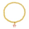 Charm Bracelets Copper Gold Plated Beads For Women Cubic Zircon Red Star Fashion Crystal Jewelry Party Gifts Brtj79