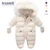 Pieces Ircomll grossa quente bebê macacão de bebê encapuzado dentro de lã menino menina inverno Macacão de outono para crianças de roupas de vestuário de roupas infantis infantis