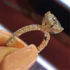 Solitaire Ring Crystal Diamond Luxury Womens Gold Finger Rings Bridal Jewelry Drop Delivery DHFM9