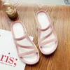 Slippers 2024 Summer Soft Sole Plastic Sandals Women's Beach Shoes Hole Non Slip Flat Heel Crystal Jelly