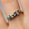 Anelli da nozze Fashion Geometric Leaf intarsiata intarsiata Green Stone per donne Festa di fidanzamento Fare Sposa Gioielli Regalo Gift Ring Anillos