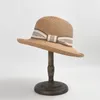 Chapéus de aba larga USPOP 2024 Women Women Sun Hat com fita listrada de fita praia de praia de verão casual desgaste chique